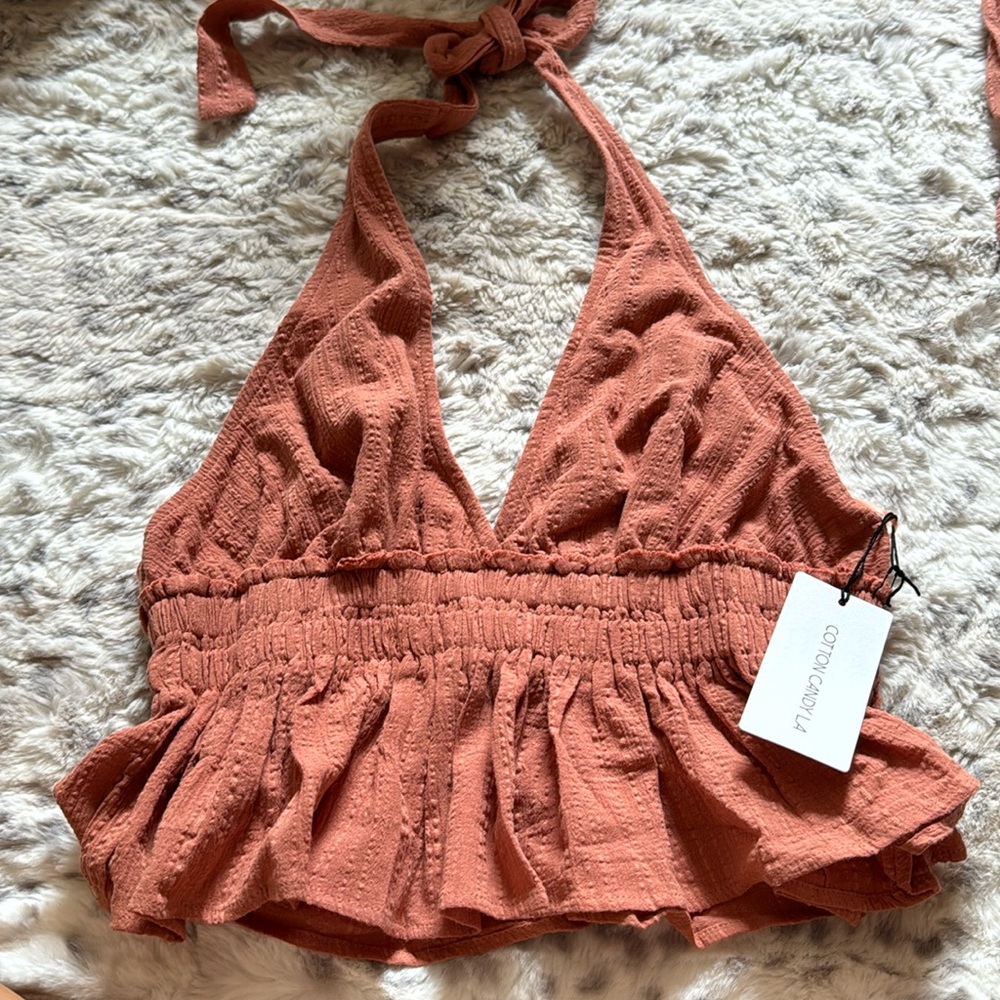 NWT Cotton Candy LA 100% cotton halter top in sizes small and large